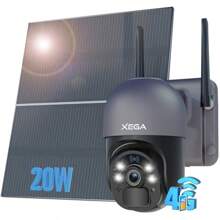 Xega 4G LTE Security Camera With 20W Solar Panel 20000mAh Battery SIM Card - [ Record] Solar Powered Security Camera Outdoor Wireless 2K HD Color Night Vision CCTV PIR Motion Detection IP66 - as pic - View 1