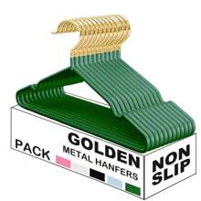 100/60/30/20/10/1pc Non Slip Hanger, Golden Metal Clothes Hangers Space Saving, Heavy Duty Rubber Coated Wire Hanger For Coat, Shirt, Dress, Pants-Wardrobe Organiser