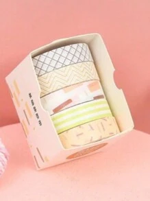 5 Rolls Colorful Washi Tape Scrapbooking Decoration Gradient Glitter Decorated Colorful Tapes - Geometric Green - View 1