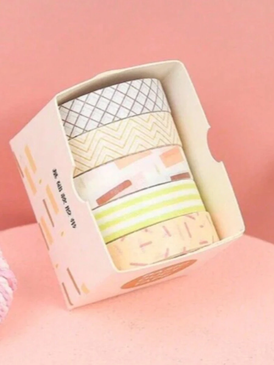 5 Rolls Colorful Washi Tape Scrapbooking Decoration Gradient Glitter Decorated Colorful Tapes - Geometric Green - View 1