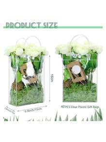 40 Clear PVC Gift Bags With Handles, 15*16*7 Cm - Clear - View 2