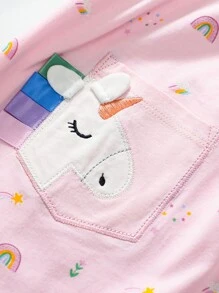 女童短袖刺绣可爱连衣裙，夏季儿童连衣裙 - 粉色 - 查看 7