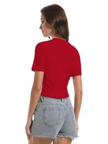 OUTBALL Women's Crop Top Summer Fashion Tight T-Shirt Slim Fit