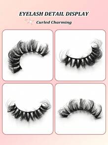 Asiteo 7对D型卷翘奢华蓬松浓密柔软仿貂毛假睫毛，打造自然凌乱却又不失戏剧感的妆容效果，可重复使用，佩戴方便 - 交叉款 - 查看 7