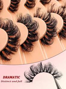 Asiteo 7对D型卷翘奢华蓬松浓密柔软仿貂毛假睫毛，打造自然凌乱却又不失戏剧感的妆容效果，可重复使用，佩戴方便 - 交叉款 - 查看 6
