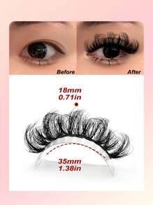 Asiteo 7对D型卷翘奢华蓬松浓密柔软仿貂毛假睫毛，打造自然凌乱却又不失戏剧感的妆容效果，可重复使用，佩戴方便 - 交叉款 - 查看 4