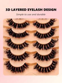 Asiteo 7对D型卷翘奢华蓬松浓密柔软仿貂毛假睫毛，打造自然凌乱却又不失戏剧感的妆容效果，可重复使用，佩戴方便 - 交叉款 - 查看 5