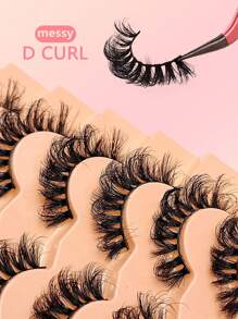 Asiteo 7对D型卷翘奢华蓬松浓密柔软仿貂毛假睫毛，打造自然凌乱却又不失戏剧感的妆容效果，可重复使用，佩戴方便 - 交叉款 - 查看 3