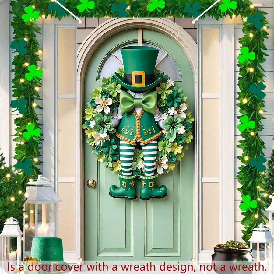 1 Pc, 2D Flat, St. Patrick's Day Doorframe, 180 Cm * 90 Cm / 70.8 In * 35.4 In, Polyester Material, St. Patrick's Day Hanging Decor, Background Banner, Suitable For Large Party Supplies And Gift Entrance, Room, Garden Wall Decoration