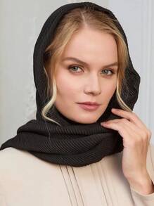 1 einfarbiger silberner Seiden-Schal, luxuriöser Damenkopftuch, geeignet für Al-Adha, täglicher Gebrauch, simpler Hijab-Schal Schal Schleier Kleidung