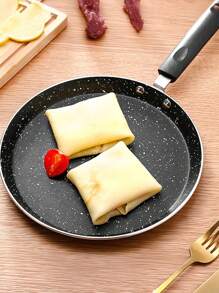 1 Set (1pc Skillet +1pc Applicator) Flat Skillet, Crepe Pan, Tortilla Pan, Flat Skillet, Omelet And Kitchen Induction Cooker Pan, Pancake Pan Round Skillet With Cooling Handle, This Crepe Pan Can Be Used On Gas, Induction Cooker, Electric Stove, Electric Ceramic Stove And Other Stoves