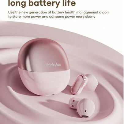 Lenovo 联想 LP19PRO 蓝牙耳机，半入耳式，大型动态驱动器，360° 环绕声，高品质音频，低延迟，超长电池寿命，运动、音乐、游戏，清晰通话，带麦克风，适用于智能手机、平板电脑的无线耳塞