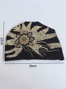 1 件女士优雅时尚网纱花朵亮片串珠拼布发带头巾，透气百搭头巾，适合户外、派对、购物 - 彩色 - 查看 11