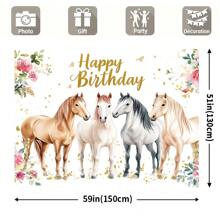 Fondo multiusos para fiesta de cumpleaños con tema de caballos - Poliéster, sin necesidad de energía - Adecuado para decoración de dormitorio y sala de estar, decoración de caballos, fondo para eventos