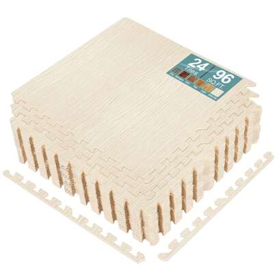 Sorbus Thick 3/8-Inch Wood Grain Floor Foam Tile Mats (24 Tiles, 96 Sq Ft)