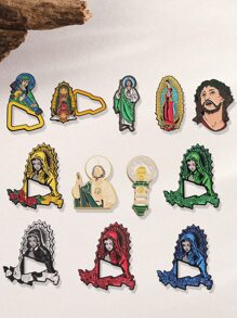 1/12Pcs Magnetic Multi Style Portrait, Icon, Jesus, Virgin Mary Golf Cap Clip Logo Minimalist Metal New Cartoon Pin, Fun Decorative Pin, Golf Cap Badge, Baseball Cap Decoration, Friend Gift - Multicolor - View 2