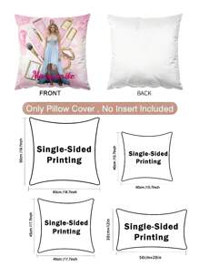 1 pieza Funda de cojín decorativo con eslogan rosa, paleta de sombras de ojos y estampado de rubor, personalizable con nombre y foto, artículo creativo de moda y decoración del hogar para mujer