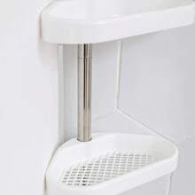 Adjustable Bathroom Corner Shelf Up To 3.20 Meters With 4 Metal Shower Box Trays - trắng - Xem 4