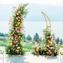 2Pcs Curved Gold Arch Backdrop Stand For Wedding Decor,Metal Balloon Arch With Rectangular Base For Outdoor Indoor Birthday Party,Anniversary, Graduation Mother's Day Decoration (5.9ft,6.9ft) - Vàng - Xem 8