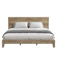 Galano Payne Levison Wood King Bed Frame With Headboard, Modern Platform Bed Frame With Wooden Slats Support, No Box Spring Needed, King Size, Knotty Oak Colour (80.5 In. W X 85.5 In. D X 40.3 In. H) - Cây sồi có nhiều nút - Xem 2