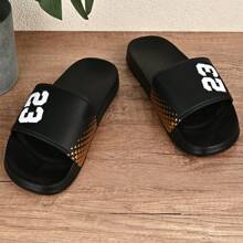 Men's Sports Slide Sandals, Thick EVA Sole, Lightweight Casual Indoor/Outdoor Slippers, Summer Outdoor, Beach And Leisure Flip Flops - Black - View 5