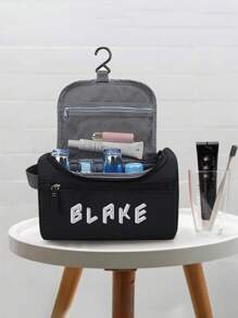 Customized Text Personalized Simple Makeup Bag Large Capacity Travel Makeup Bag Storage Portable Makeup Bag Hook Toilet Bag Waterproof Multi Functional Makeup Bag Business Travel Portable Storage Bag New Travel Storage Hook Toilet Bag Makeup Bag Women's Outdoor Large Capacity Portable Men's Toilet Bag