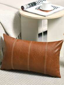 1 件棕色波西米亚人造皮革装饰抱枕套，手工制作的靠垫套，适用于客厅沙发床，现代农舍家居装饰 - 棕色 - 查看 4