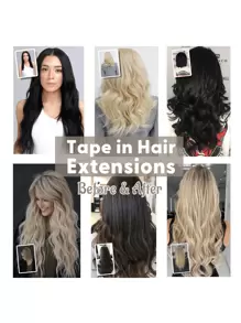 Seamless Tape In Hair Extensions Human Hair Straight Extensions Skin Weft Adhesive Glue On Salon Quality For Woman 20PCS/30g Halloween Costumes - S99J - View 8