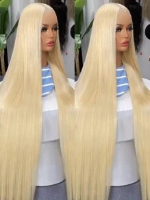 34 Inch 250 Density Lace Frontal Wig HD Transparent 613 Blonde Straight  13x4  Lace Front Human Hair Wigs For Women Brazilian - S613 - Xem 1