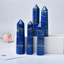 1 trụ tháp đá Lapis Lazuli ngẫu nhiên, cột đá đánh bóng màu xanh lam đậm với các đốm Pyrite, vật trang trí để bàn cho văn phòng và nhà ở - Nhiều màu - Xem 14