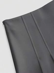 Women's Solid Color Mid-Waisted Pleated Mini Casual Skirt - Grey - View 3