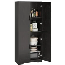 CuisinSmart 60"Tall Kitchen Pantry Cabinet With 2 Doors And Adjustable Shelves,Freestanding Pantry Cabinet Cupboard For Kitchen Living Room Dinning Room - Black - View 2