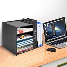 kangten Desktop Datei Organizer Organizer Dokument Mail Sortierer PVC Magazin Aufbewahrungsregal 4 + 2 Aufbewahrungshalter - Schwarz - Übersicht 5
