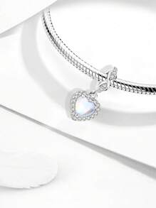 1Pc Bạc Sterling 925 Thời Trang Lấp Lánh Trái Tim Trắng Mặt Dây Chuyền Hạt Charm Phù Hợp Cho Phụ Nữ Vòng Tay Vòng Tay Làm Trang Sức Tự Làm Và Trang Phục Hàng Ngày Phù Hợp Trang Sức Trang Trí Cho Các Cô Gái Ngày Lễ Tình Nhân - yêu - Xem 3