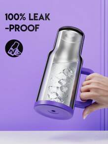 40盎司带手柄吸管保温杯，真空隔热水瓶，带吸管盖，不锈钢旅行杯，100%防漏，保冷34小时或保热10小时 - 紫色 - 查看 4