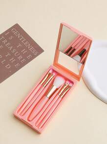 Pink Cosmetic Brush Sets With Mirrors, With Olive Branch Wreath Pattern White Letters A~Z (Excluding Q/U/X), Boxed Cosmetic Brush Sets, Multifunctional Cosmetic Brushes With Mirror Boxes, Mini Multifunctional Cosmetic Pens,Brush Set,Makeup Brush Kit,Make Up Brush Set,Make Up Set Complete,Makeup Brush Set,Complete Makeup Kit,Brush Kit,Brushes Makeup Set,Makeup Gift Set,Set