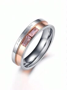 MONALLY Anillos de promesa Solo amor Diseño popular Anillos de pareja de acero inoxidable con circonita cúbica para hombre y mujer Anillos de promesa, boda, compromiso Regalo de aniversario, Día de San Valentín, Mamá, Madre, Día de la Madre, Regalo