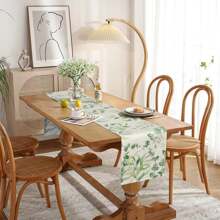 1pc Eucalyptus Leaf Table Runner For Spring, Green Sage Color Tablecloth, Seasonal Table Mat, Suitable For Kitchen Dining Table Decor, Indoor Outdoor Party, Seasonal Home Decor