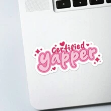 1/2/5件認證 Yapper 貼紙 | 趣味個性化乙烯貼紙，適用於計畫本、日記本和筆記本電腦 | 可愛正向設計，適合冥想愛好者、健康專家和書迷 | 藝術肯定貼紙 - 彩色 - 查看 5