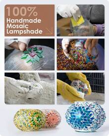 Yarra-Decor Turkish Moroccan Lamp With Bronze Base 3 Color Options Handmade Swan Neck Mosaic Glass Bedside Lamps For Bedroom (LED Bulb Included) - 美規A型插(110-127V) - 查看 6