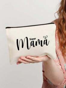 字母“Mama”印花拉链女士化妆包。送给妈妈的最佳礼物，伴娘化妆包，伴娘礼品包，带拉链的婚礼旅行洗衣包，伴娘包，婚礼新娘送礼会单身女孩求婚派对礼物 - 彩色 - 查看 11