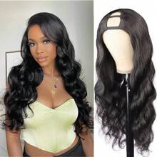 U Part Human Hair Wig Body Wave U Part Wig Human Hair For Women Glueless Wigs Human Hair Clip Upgrade Natural Hair Wig Beginner Friendly Middle Part Wig Human Hair For New Year Use  250% Density - Natural Black - 查看 3
