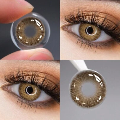 1 Pair Colored Contact Lenses, Including Brown, Gray & Designed Colored Contact Lenses, Suitable For Daily Wear & Dates, 1 Year Lifespan Halloween Costume Cosplay