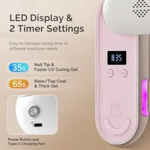 MelodySusie Innovative UV Protection Rechargeable UV/LED Nail Lamp, Cordless Gel Nail Light For At-Home Manicure And Mobile Nail Technicians-Pink - 粉色 - 查看 5