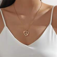 Fashion Light Luxury Hollow Love Flower A-Z Letter Pendant Necklace Initials Necklace Women's Jewelry