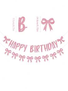 Guirnalda de lazos para cumpleaños, decoraciones de lazos rosas brillantes con "Feliz Cumpleaños" para mujeres, suministros para fiesta de cumpleaños rosa
