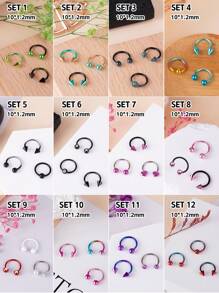 Morlyda 3Pcs/Set Cool Colorful Nose Ring Horseshoe Nose Hoops Earring 16g Stainless Steel Septum Jewelry Nose Ring Lip Ring Hinged Septum Hoops Piercing Jewelry, Septum Clicker Ring, Hoop Nose Ring For Septum, Helix, Rook, Tragus, Daith, Cartilage Earring For Women Men Halloween Piercing Body Jewelry For Party Dates Daily Wear