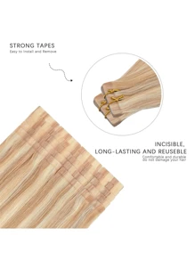 20P/50g Tóc nối dạng băng dính, tóc thật Remy, nối tóc liền mạch, chất lượng cao, thích hợp cho salon, cấy tóc tự nhiên, dài 12-24 inch. - S18/613 - Xem 5