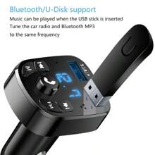车载 Mp3 播放器 双 USB 快速充电器 FM 接收器 蓝牙兼容 5.0 FM 发射器 USB 闪存盘插头车载套件 - 黑色 - 查看 6