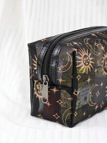 1 pieza Bolsa de maquillaje para mujer, diseño minimalista y elegante de corazón de tul, de gran capacidad y portátil para llevar el maquillaje de uso diario y de viaje, organizador de artículos de aseo, regalos esenciales, accesorios con cremallera